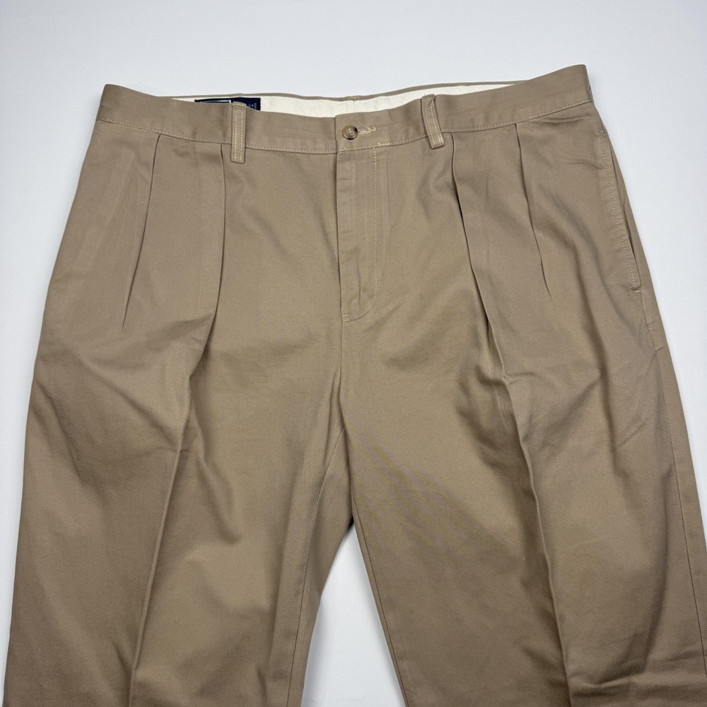 Polo By Ralph Lauren Ethan Double Pleated Pants Mens 38x34 Beige Chino